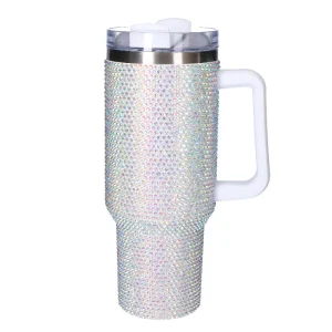 Drinkbeker to go zilver glitter diamant