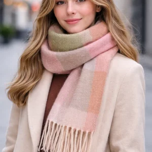 Sjaal lichtroze/lichtgroen