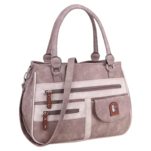 L & H - Dames Schoudertas / Handtas - Kort en Lang Hengsel - Veel Vakken - Taupe