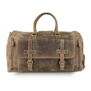 Luxe Leren Weekendtas met veel vakken – Reistas Buffelleer