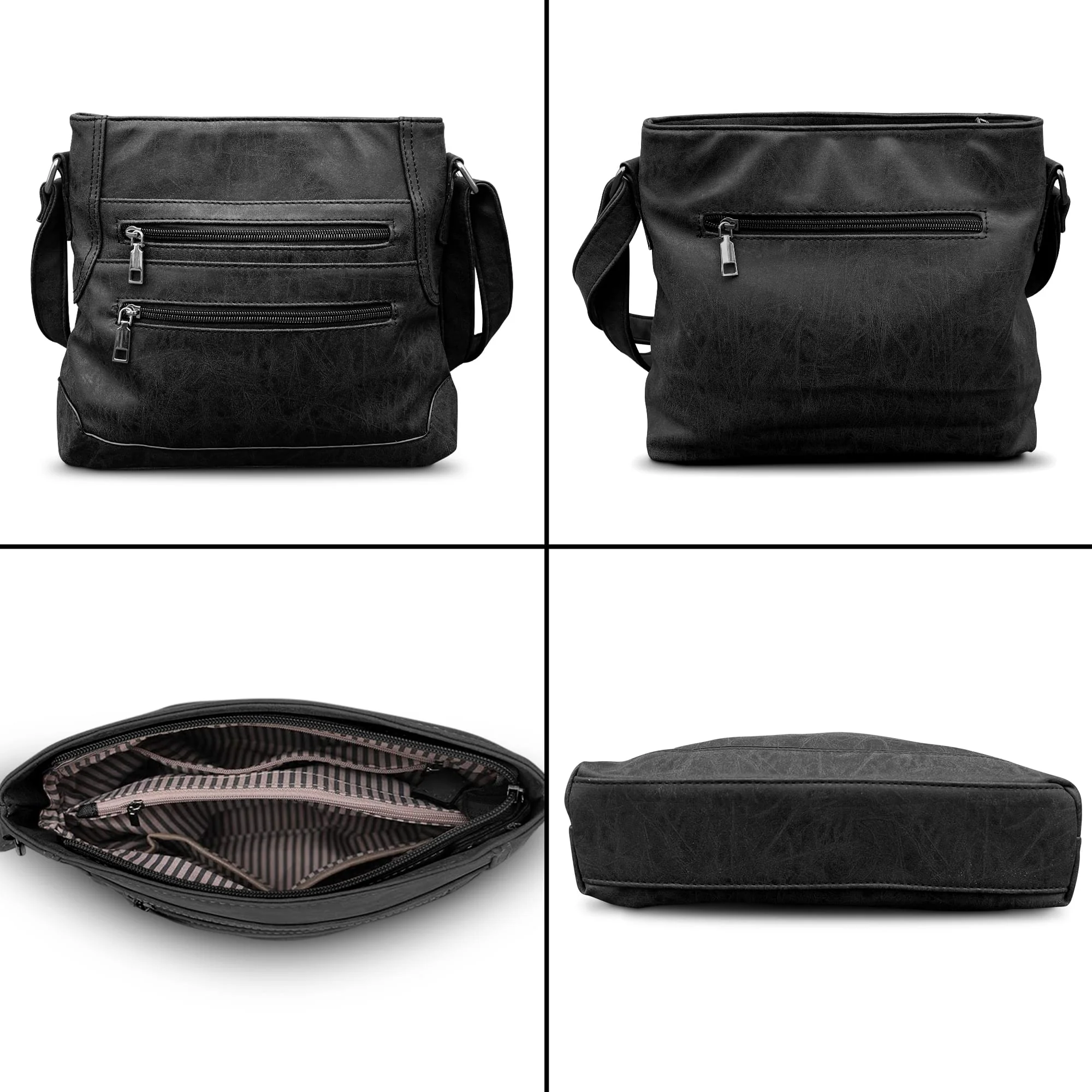 THL Design - Dames schoudertas - Plat Model - Tussenmaat - Veel Vakken - Bruin - Afbeelding 6