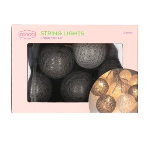 Cottonball lichtsnoer wit/bruin 10 ballen 2m