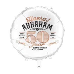 Folieballon Abraham 50 jaar wit 35cm